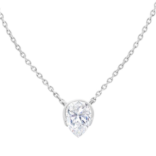 Kelsey Pear 0.34-0.62ct half Bezel Solitaire pear cut necklace