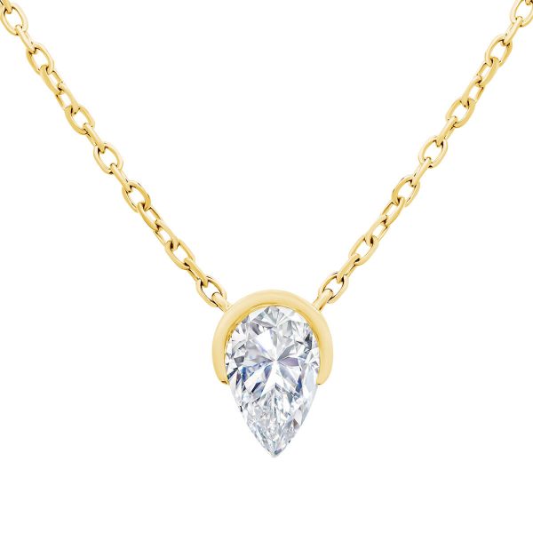 Kelsey Pear 1.00-1.50ct solitaire pear cut lab grown diamond necklace