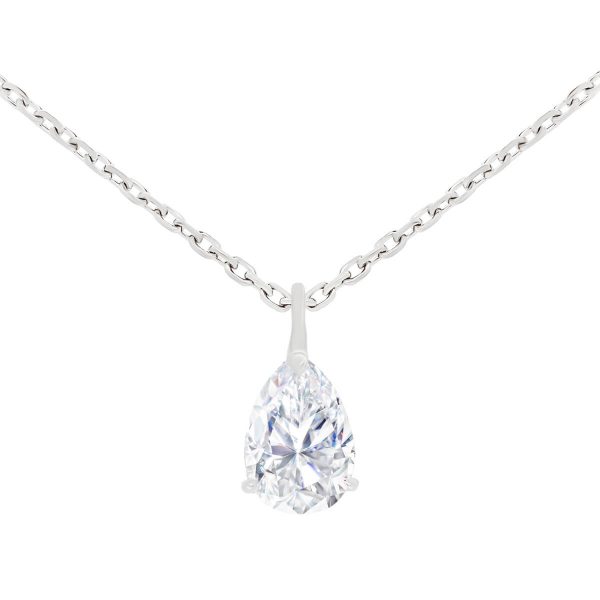 Kristen 6X4 Pear Moissanite Solitaire Necklace On Fine Adjustable Chain