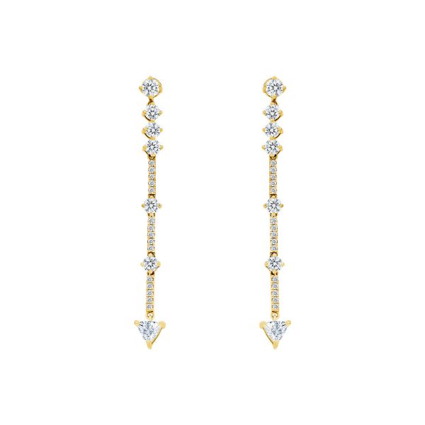 Elsie Trillion Medium earrings with medium-length pave and round drop lab grown diamonds