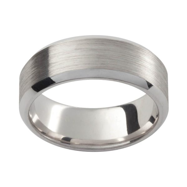 PJ498 plain men's flat band with polished bevel edges