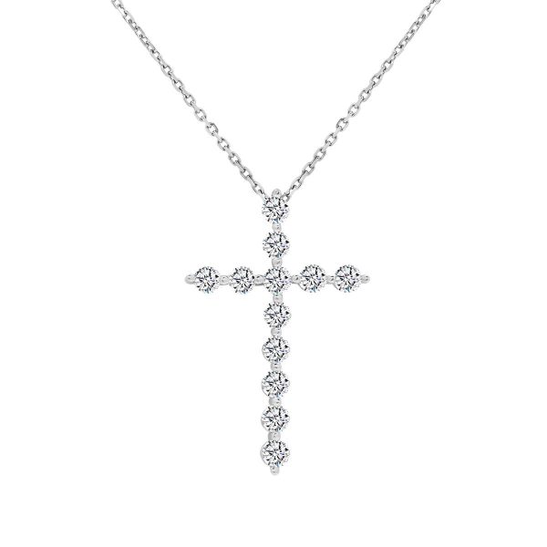 Rebecca round cut lab grown diamond cross slider pendant