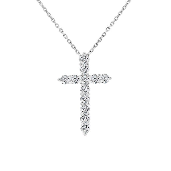 Tabitha round cut lab grown diamond cross slider pendant