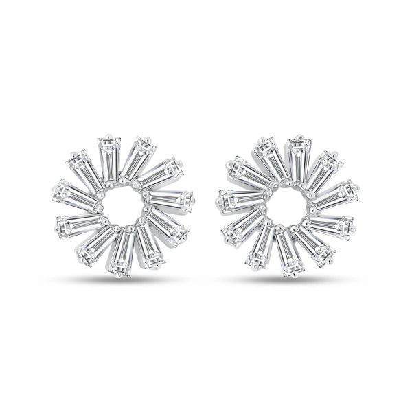 Denise tapered cut lab grown diamond swirl design earrings