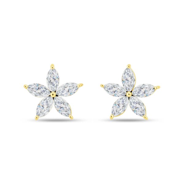 Flora marquise floral lab grown diamond stud earrings