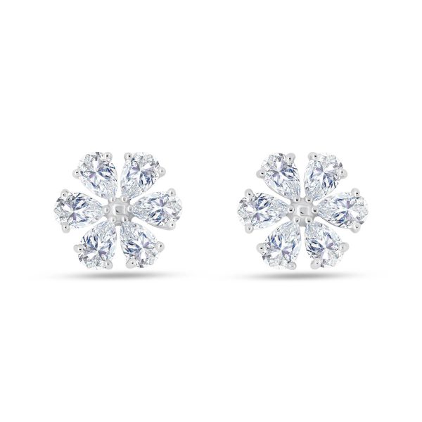 Fresia pear cut floral blossom lab grown diamond earrings in 18k gold