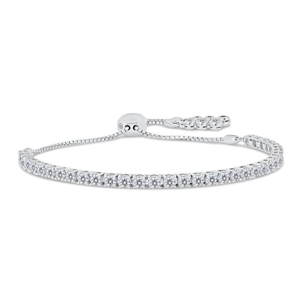 Juno 2.5-3.0 4-prong half tennis bracelet with accented adjustable band