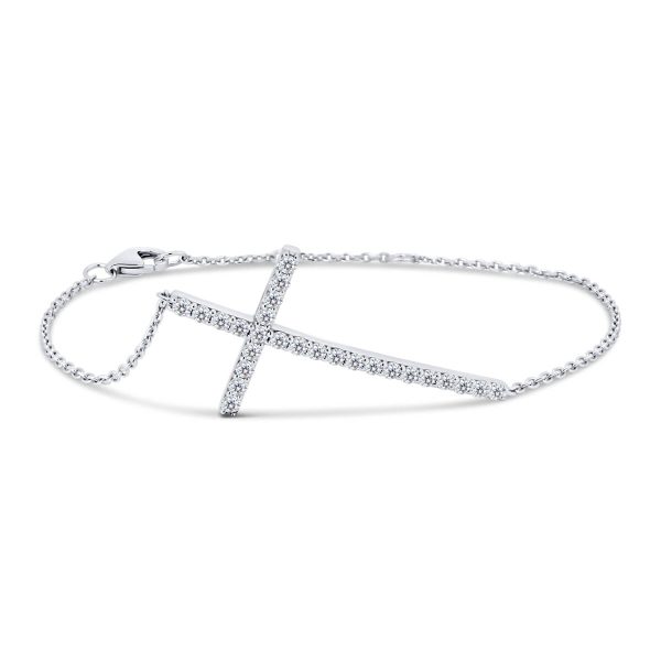 Phoebe lab grown diamond cross bracelet on fine chain