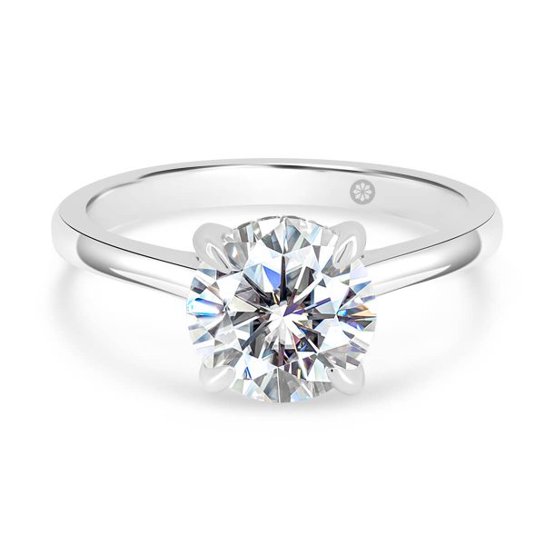 Hattie Lab Grown Diamond Round 1.50 ring with stone set gallery on delicate plain tapered band