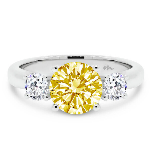 Agnes 7.5 Yellow 1.50 carat yellow Moissanite 3 stone ring