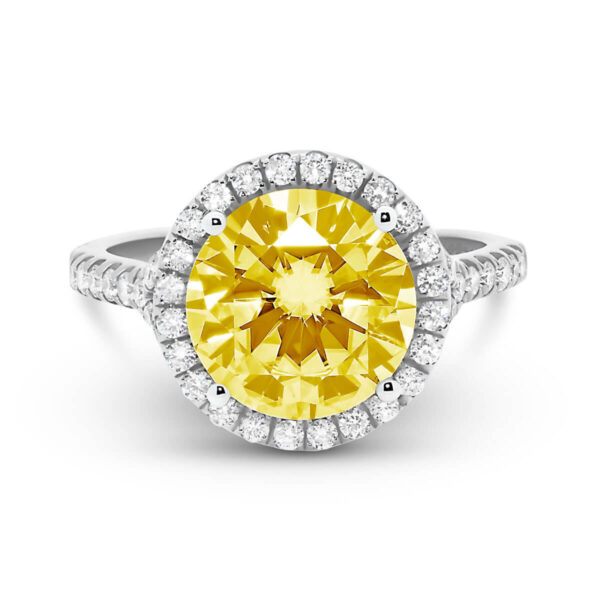 Aria 10.0 Round Yellow Moissanite ring with halo