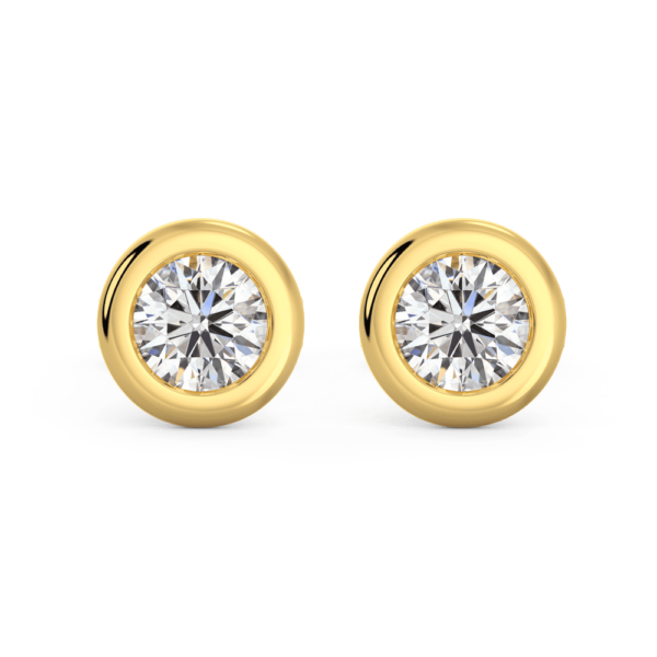 Anna 0.10Ct Front Yellow Gold Lab Grown Diamond Round Bezel Stud Earrings