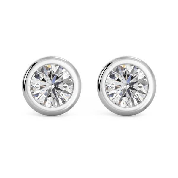 Anna 0.16Ct Front White Gold Lab Grown Diamond Round Bezel Stud Earrings