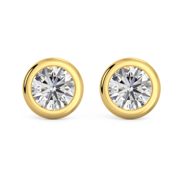 Anna 0.16Ct Front Yellow Gold Lab Grown Diamond Round Bezel Stud Earrings