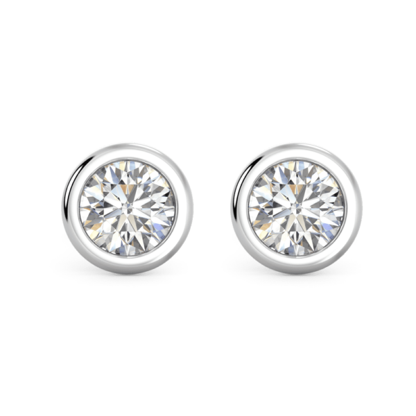 Anna 0.25Ct Front White Gold Round Bezel Stud Earrings