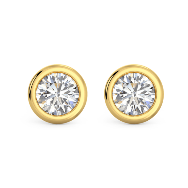 Anna 0.25Ct Front Yellow Gold Round Bezel Stud Earrings