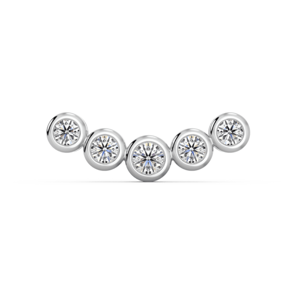 August Front White Gold Diamond 5 Stone Round Bezel Slider Pendant