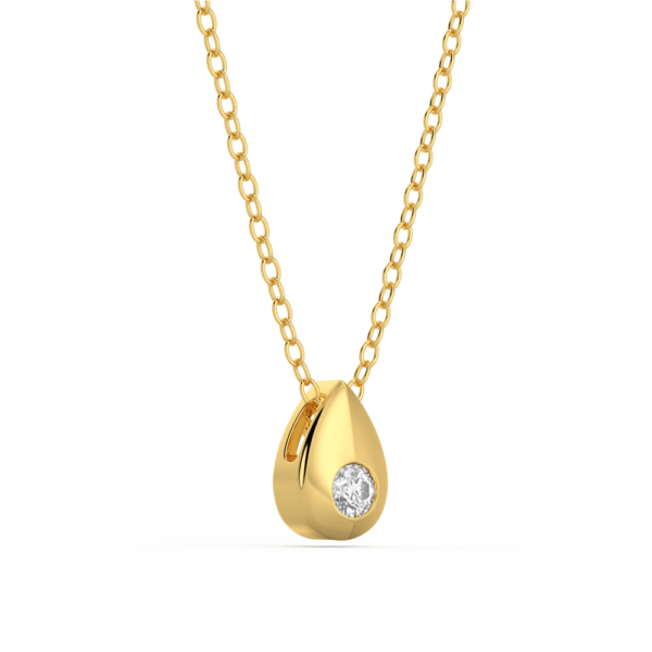 Bree Angled Yellow Gold Lab Grown Diamond Hammer Set Pear Shape Pendant