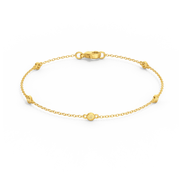 Eliza Front Yellow Gold Lab Grown Diamond Small Round Bezel Bracelet