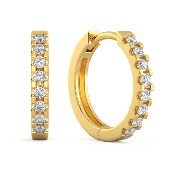 Erica 1.8 Large Angeld Yellow Gold Diamond Prong Set Hoop Earrings