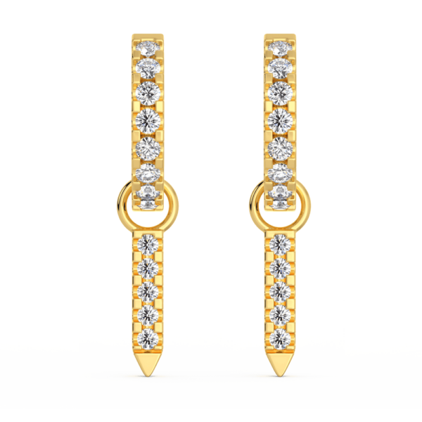 Gemma Small Front Yellow Gold Diamond Pointed Bar Earring Enhancer With Erica Hoops