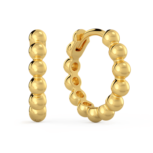 Hope Medium Angled Yellow Gold Diamond Ball Plain Hoop Earrings