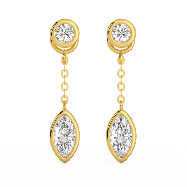 Jen Marquise Front Yellow Gold Diamond Bezel Drop Enhancer With Anna Studs