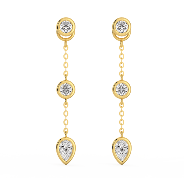 Joanna Pear Front Yellow Gold Diamond Bezel Drop Enhancer With Anna Studs