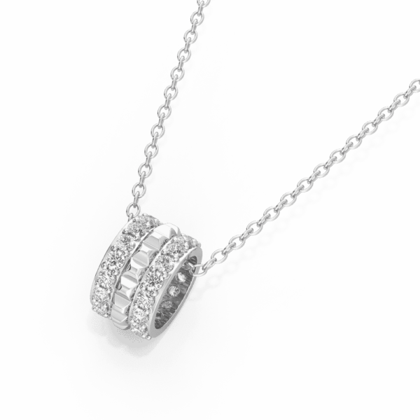 Justine Close Up White Gold Lab Grown Diamond 3 Row Rondelle Pendant