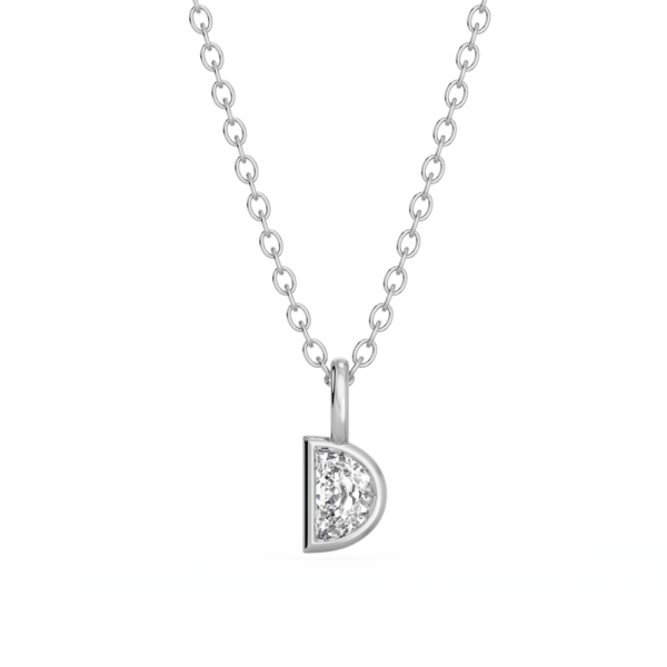 Lou Half Moon Front White Gold Lab Grown Diamond Bezel Charm Pendant