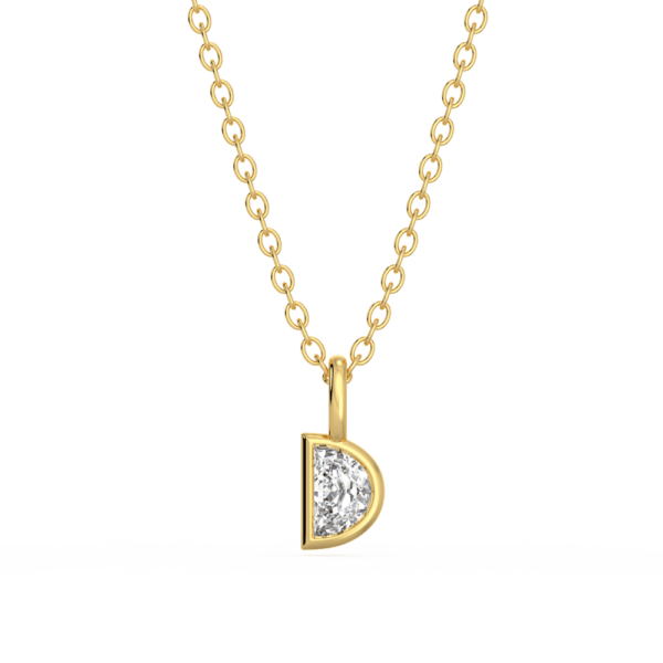 Lou Half Moon Front Yellow Gold Lab Grown Diamond Bezel Charm Pendant