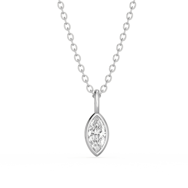 Lou Marquise Medium Front White Gold Diamond Bezel Charm Pendant