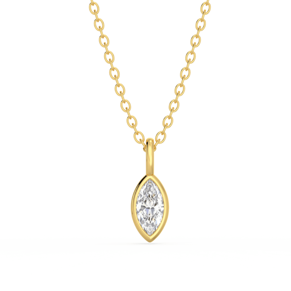 Lou Marquise Medium Front Yellow Gold Diamond Bezel Charm Pendant