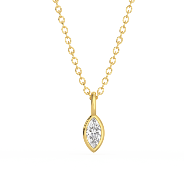 Lou Marquise Small Front Yellow Gold Diamond Bezel Charm Pendant