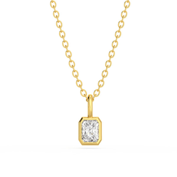 Lou Radiant Front Yellow Gold Lab Grown Diamond Bezel Charm Pendant