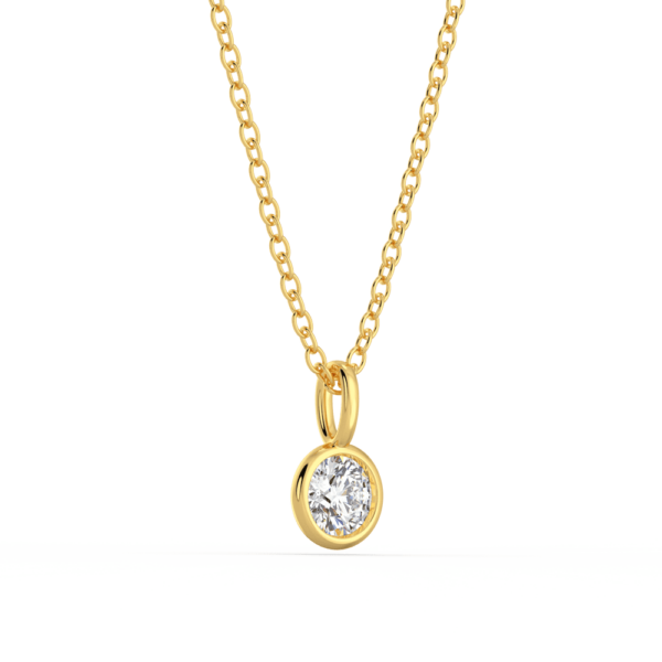 Lou Round Large Angled Yellow Gold Lab Grown Diamond Bezel Charm Pendant