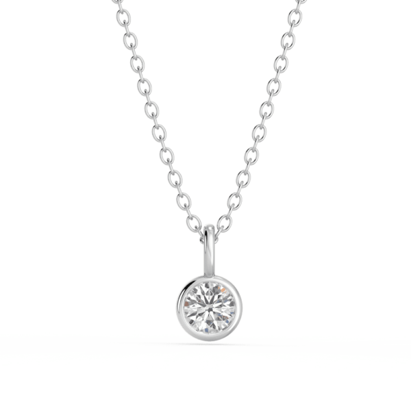 Lou Round Large Front White Gold Lab Grown Diamond Bezel Charm Pendant