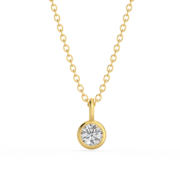 Lou Round Large Front Yellow Gold Lab Grown Diamond Bezel Charm Pendant