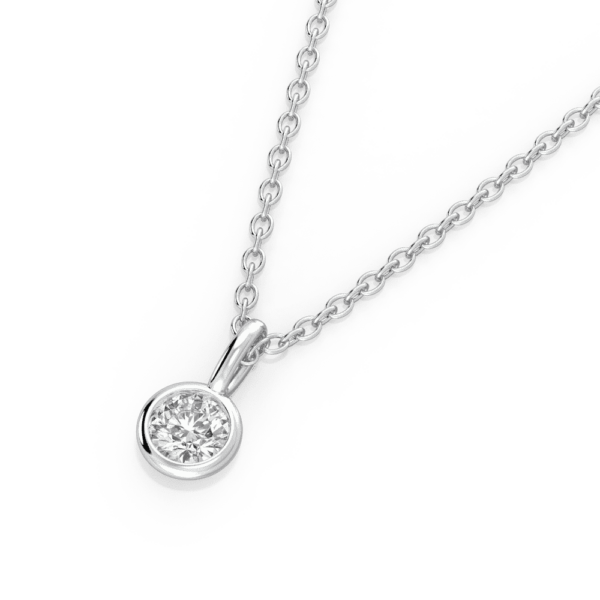 Lou Round Medium Close Up White Gold Diamond Bezel Charm Pendant