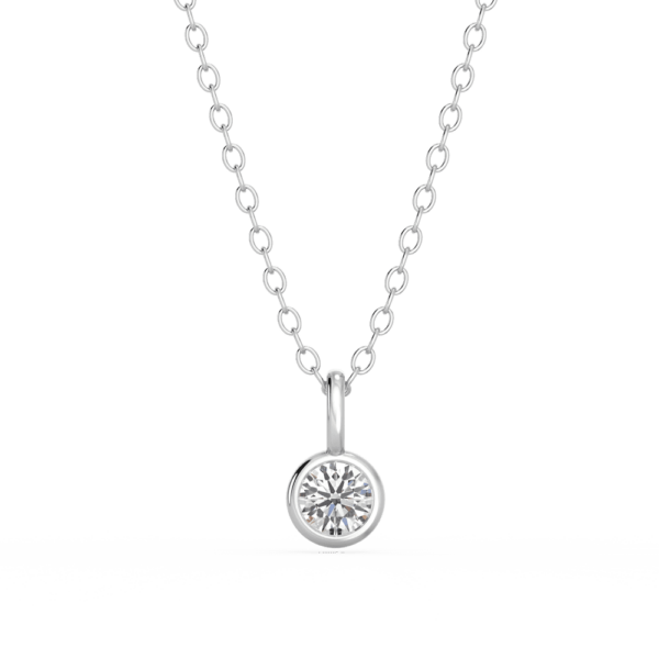 Lou Round Medium Front White Gold Diamond Bezel Charm Pendant