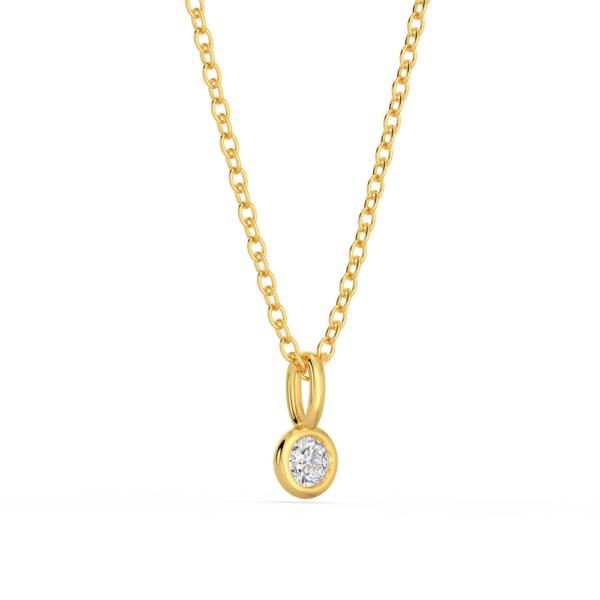 Lou Round Small Angled Yellow Gold Lab Grown Diamond Bezel Charm Pendant