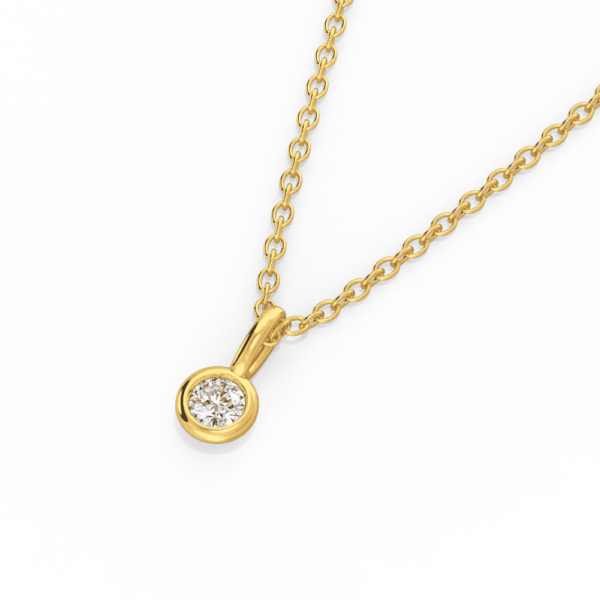 Lou Round Small Close Up Yellow Gold Lab Grown Diamond Bezel Charm Pendant