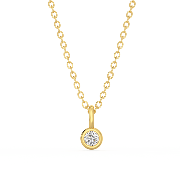 Lou Round Small Front Yellow Gold Lab Grown Diamond Bezel Charm Pendant