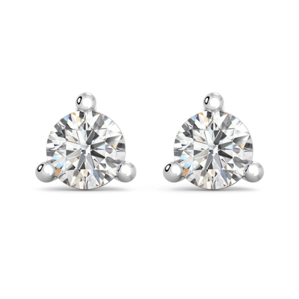 Mara 0.16Ct Front White Gold Lab Grown Diamond Round 3 Prong Stud Earrings