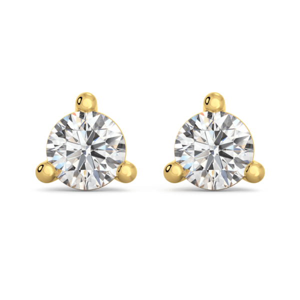 Mara 0.16Ct Front Yellow Gold Lab Grown Diamond Round 3 Prong Stud Earrings