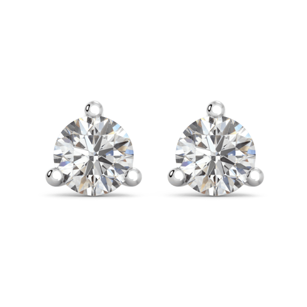 Mara 0.25Ct Front White Gold Lab Grown Diamond Round 3 Prong Stud Earrings