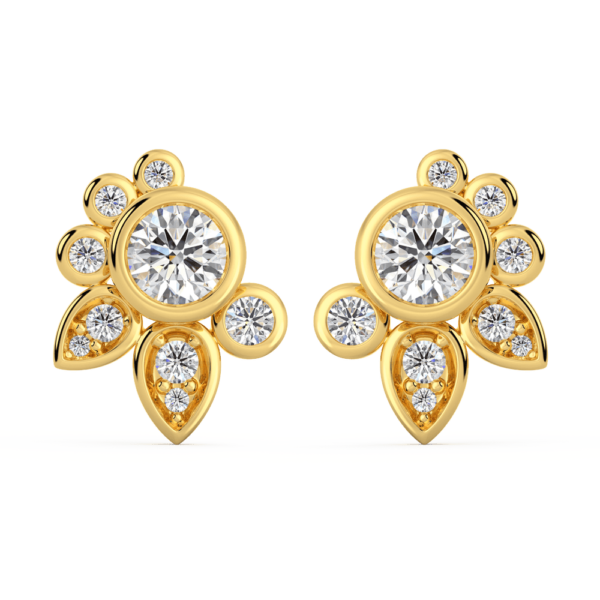 Rita Pear Shape Front Yellow Gold Diamond Cluster Earring Enhancer With Anna Studs