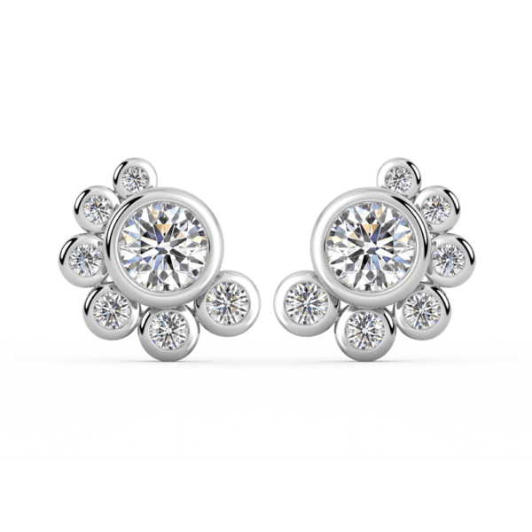 Rosa Round Front White Gold Diamond Bezel Cluster Earring Enhancer With Anna Studs