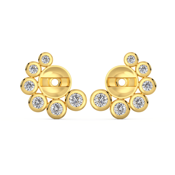 Rosa Round Front Yellow Gold Diamond Bezel Cluster Earring Enhancer