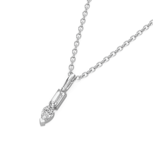 Thea Baguette Pear Close Up White Gold Lab Grown Diamond Charm Pendant